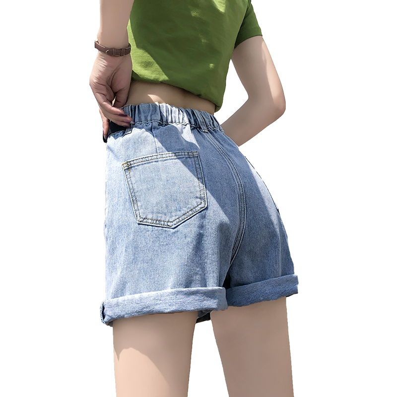 高腰牛仔大码胖mm显瘦宽松阔腿短裤 熙慕狐牛仔裤