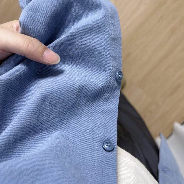 蓝色纯棉长袖衬衫女内搭叠穿马甲衬衣今年流行漂亮小衫长袖上衣,淘宝优惠券,粉丝福利购,淘宝优惠卷