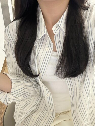 法式超好看白色条纹长袖衬衫女2026年新款开衫防晒衬衣宽松外套潮 - 图1
