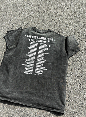 Weirdstory AVRIL艾薇儿The Best DamnTourtee做旧水洗黑短袖T恤
