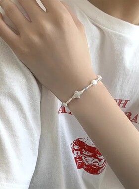 夏日浅色人鱼姬星星手链女捷克珠拼接小清新ins风弹力绳手串