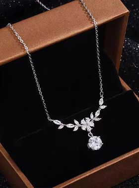 繁花银花麦穗项链女ins风小众轻奢百搭高级感镶钻简约生日礼物女