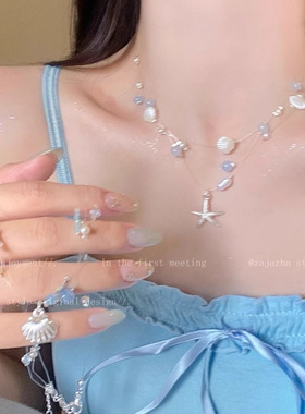 卡通陶瓷小狗串珠吊坠项链女多巴胺彩色长款可调节卫衣链百搭配饰