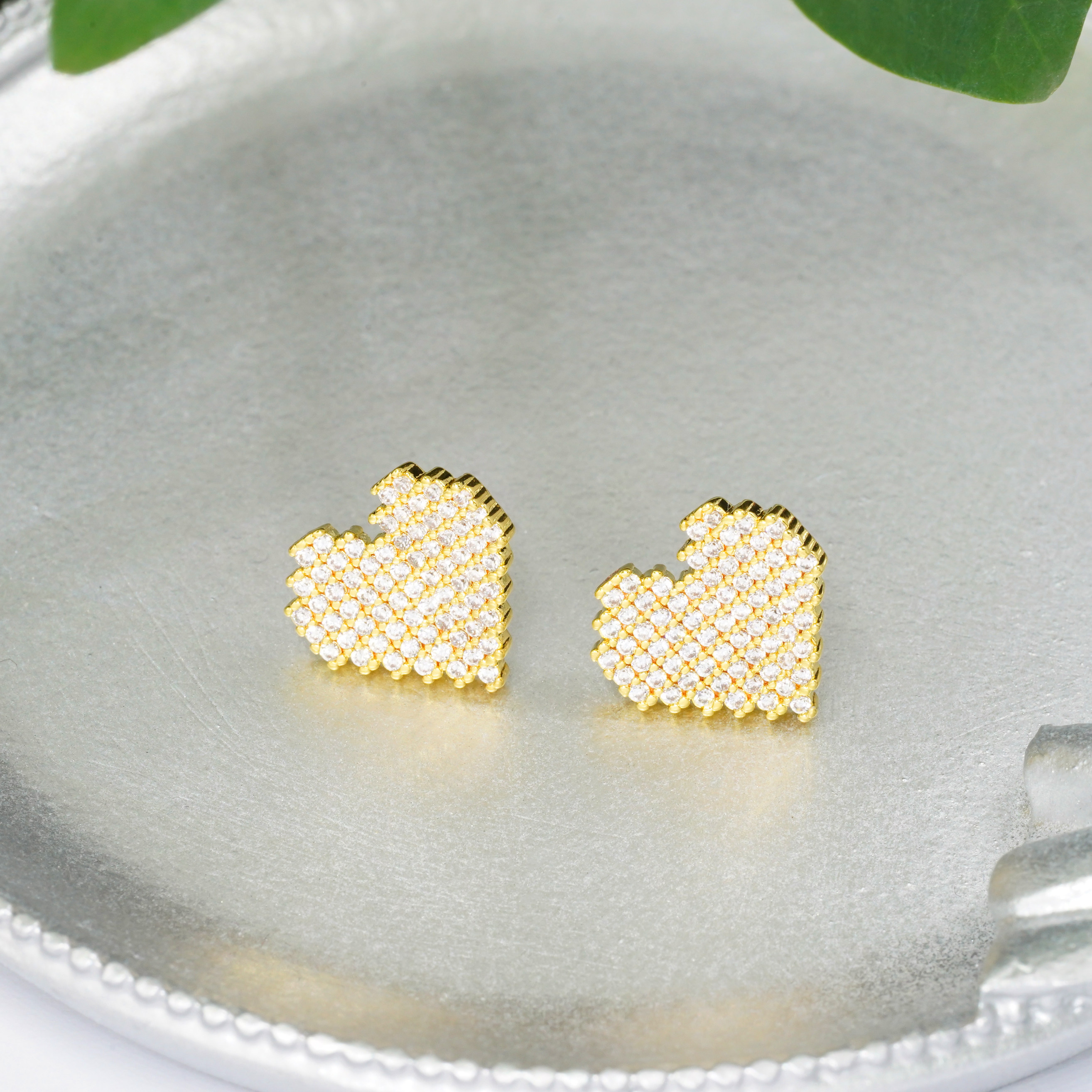 美菲品牌18k金爱心微镶耳钉女款轻奢洋气小巧耳饰不脱模WT0492,淘宝优惠券,粉丝福利购,淘宝优惠卷