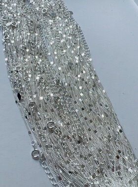 925银女锁骨链超闪带延长链