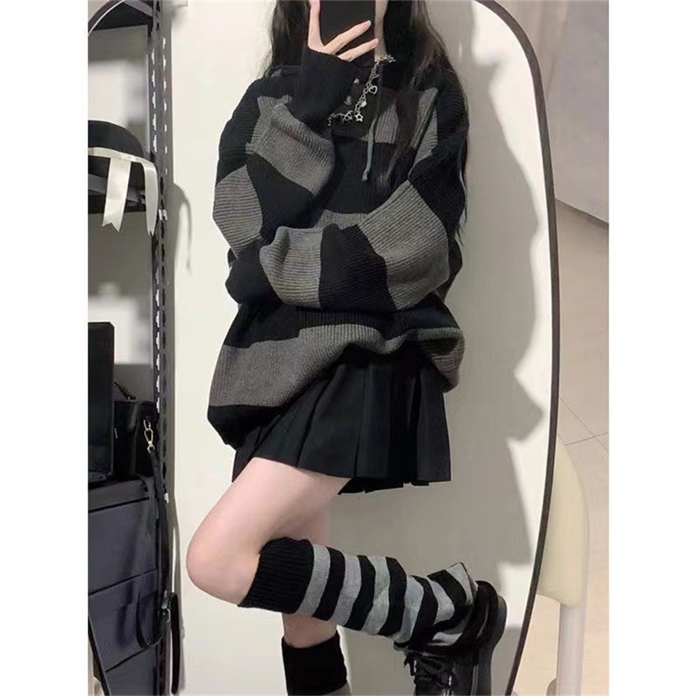 秋冬新款小个子奶系穿搭条纹连帽针织毛衣百褶短裙奶糯风两件套装,淘宝优惠券,粉丝福利购,淘宝优惠卷