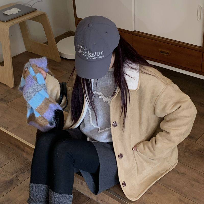 两面穿加绒短款外套女秋冬皮毛一体翻领麂皮绒复古羊羔毛棉服工装,淘宝优惠券,粉丝福利购,淘宝优惠卷