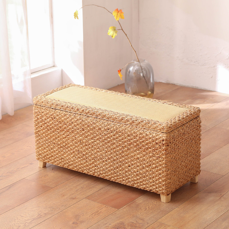 藤编储物凳子收纳凳坐箱入户门口长条换鞋凳轻奢高级感沙发凳实木,淘宝优惠券,粉丝福利购,淘宝优惠卷
