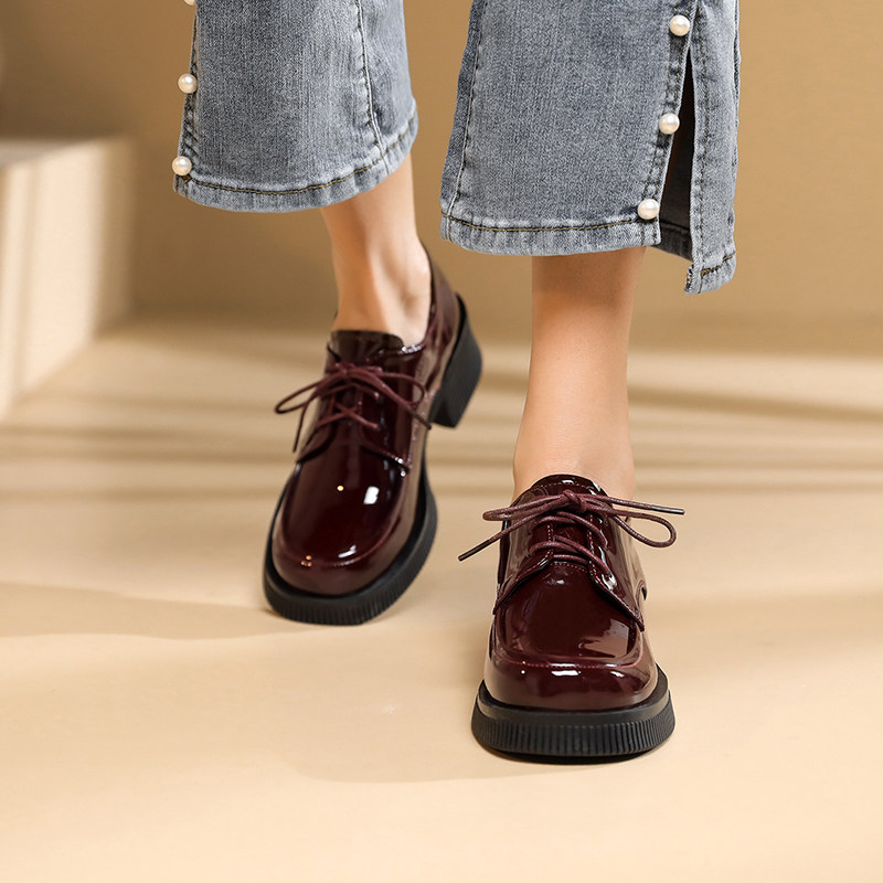 乐福鞋厚底小皮鞋女英伦风2025新款女鞋春季复古大圆头粗跟女单鞋,淘宝优惠券,粉丝福利购,淘宝优惠卷