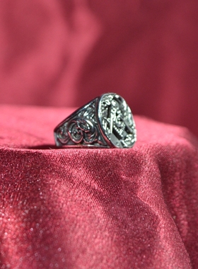 标志年会装扮风钛钢戒指