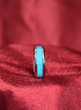 绿松石单圈饰品情侣结婚钛钢戒指