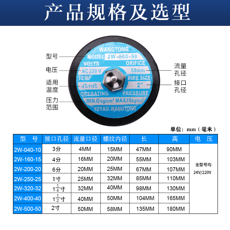 2W-500-50 2寸 DN50 DC24v 220v防水不发热常闭电磁阀控制气水阀-图2