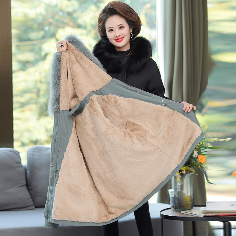 新款妈妈冬装派克服洋气加厚棉服 朵芙琪中老年女装