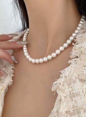 白色珍珠长款项链女毛衣链