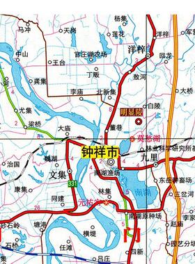 2025新款 荆门市地图墙贴 超大巨幅 交通行政区划图 装饰画海报