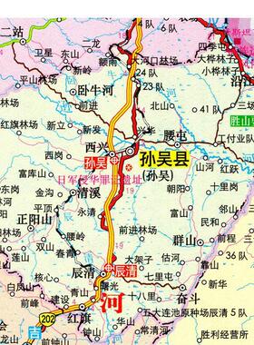 2025新款 黑河市地图墙贴 超大巨幅 交通行政区划图 装饰画海报