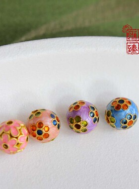 高保色宫廷花圆环上上签隔珠diy配件手绳编织烧蓝景泰蓝桶珠