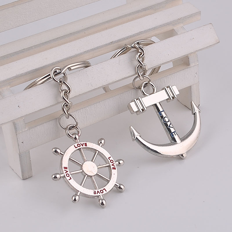 仿真船长舵手船锚钥匙扣情侣钥匙扣挂件七夕情人节情侣小礼品