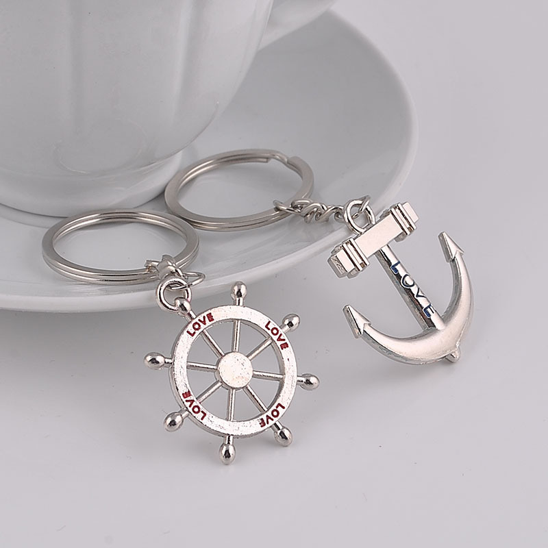 仿真船长舵手船锚钥匙扣情侣钥匙扣挂件七夕情人节情侣小礼品