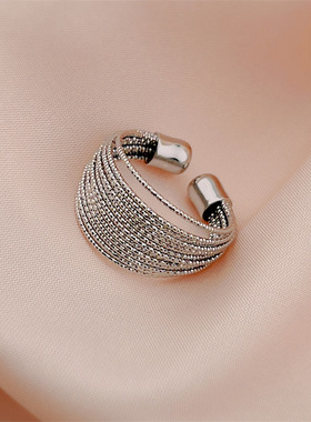 线条戒指女开口戒冷淡风时尚简约可调节