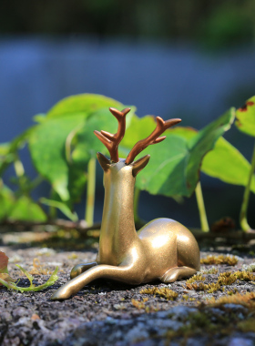 书房客厅铜鹿镇纸摆件亦喜原创