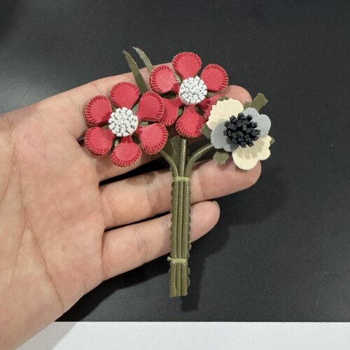 长9.5cm新款真皮花朵胸花发夹鞋花包花饰品挂件配饰一字高端胸针 - 图2