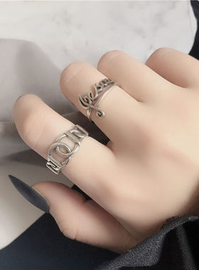 日韩风复古蹦迪学生字母ins戒指