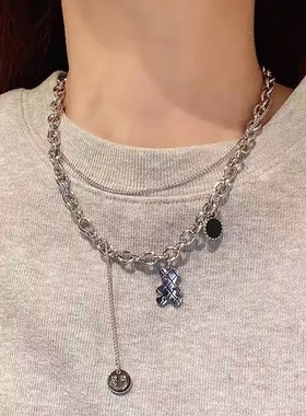 水钻字母链条项链颈链锁骨链女