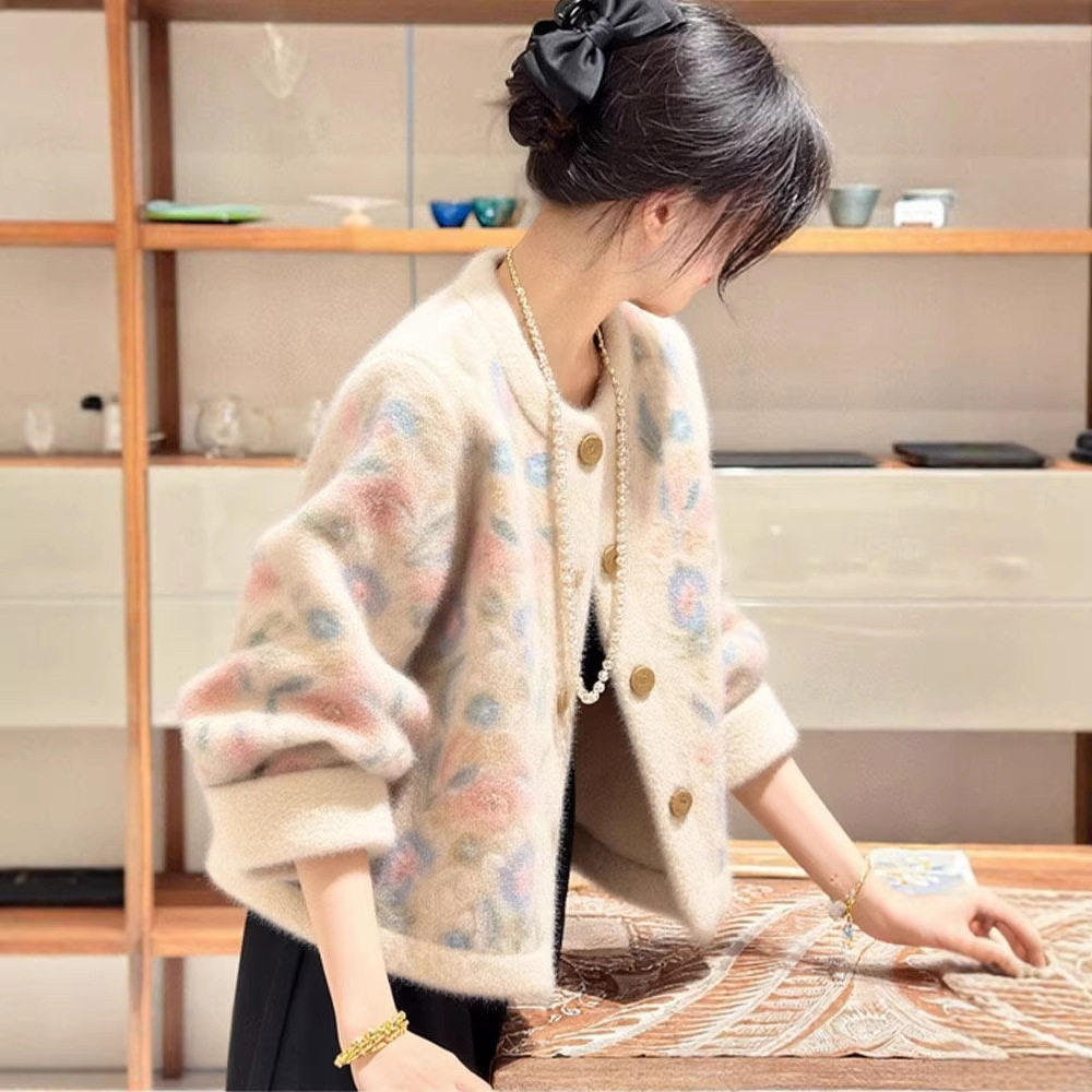 现货 独特高端新中式国风开衫毛衣外套女2025秋新款宽松针织上衣,淘宝优惠券,粉丝福利购,淘宝优惠卷