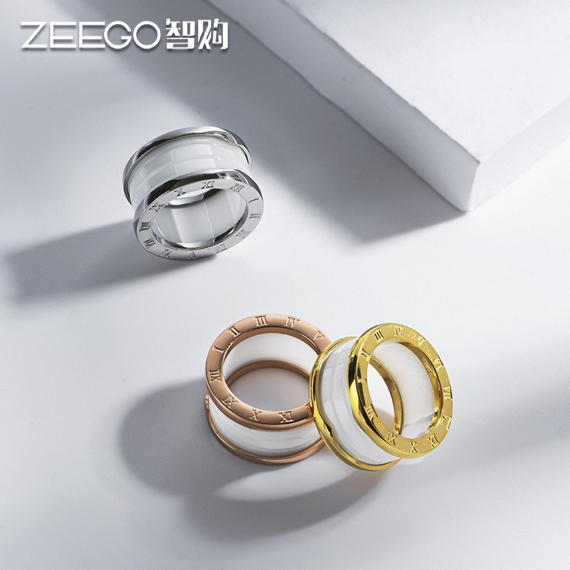 陶瓷女韩版个性简约气质情侣男对戒 智购戒指/指环