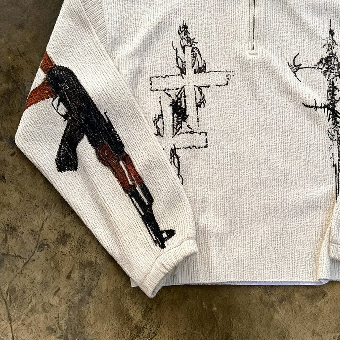 美式轻朋克风十字架印花Polo衫男街头潮牌设计感小众创意百搭卫衣,淘宝优惠券,粉丝福利购,淘宝优惠卷