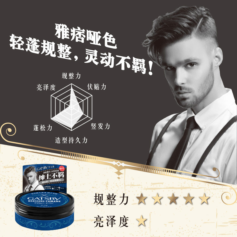 杰士派绅士复古绅士不羁可配男发油 GATSBY杰士派头发造型