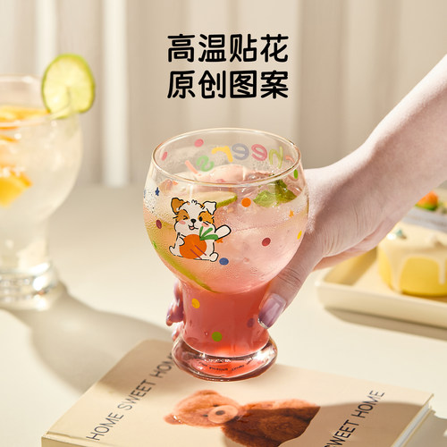 卡罗特原创啤酒杯可爱玻璃杯女生高颜值家用水杯饮料果汁牛奶杯子 - 图2