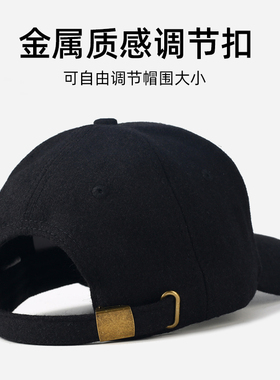 棒球帽男士冬季羊毛呢鸭舌帽加绒
