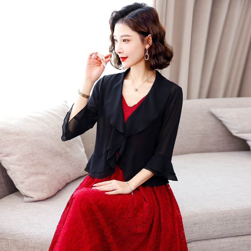 雪纺小披肩配裙子2022夏季新款坎肩 丽淘衣秀短外套