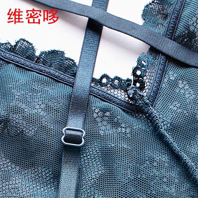 维密哆旗舰店维密哆性感超薄蕾丝绑带美背吊带情趣内衣深v睡衣透明透视连体衣3