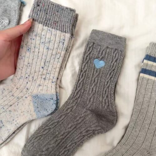 春夏新款袜灰色系列超百搭女袜简约风棉袜舒适防臭中筒时尚推推袜 - 图2