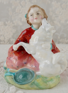 西洋收藏品 英国Royal Doulton手绘骨瓷淑女瓷偶 欧式人偶摆件