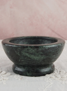 西洋收藏品 美国手工制作毛笔洗笔大理石碗 复古居家装饰摆件