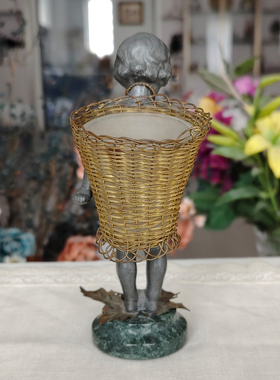 英国手工铸铁人偶黄铜编织烛台