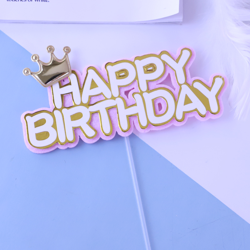 英文字母Happy Birthday蛋糕装饰插件中文生日快乐甜品台皇冠插牌 - 图0