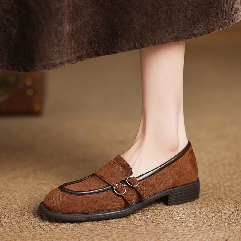 ladyblack粗中跟一脚蹬懒人拼色复古乐福鞋深口单鞋女40大码41-43,淘宝优惠券,粉丝福利购,淘宝优惠卷