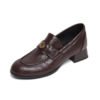 Metal buckle thick medium heel single shoes large size leather shoes 41-43