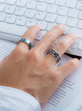 维京戒指夜光旋转欧美个性钛钢男