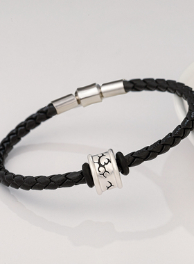 可穿珠真皮手绳周家新银扣不褪色