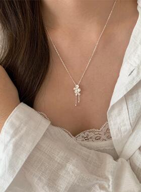 纯银栀子花流苏项炼女轻