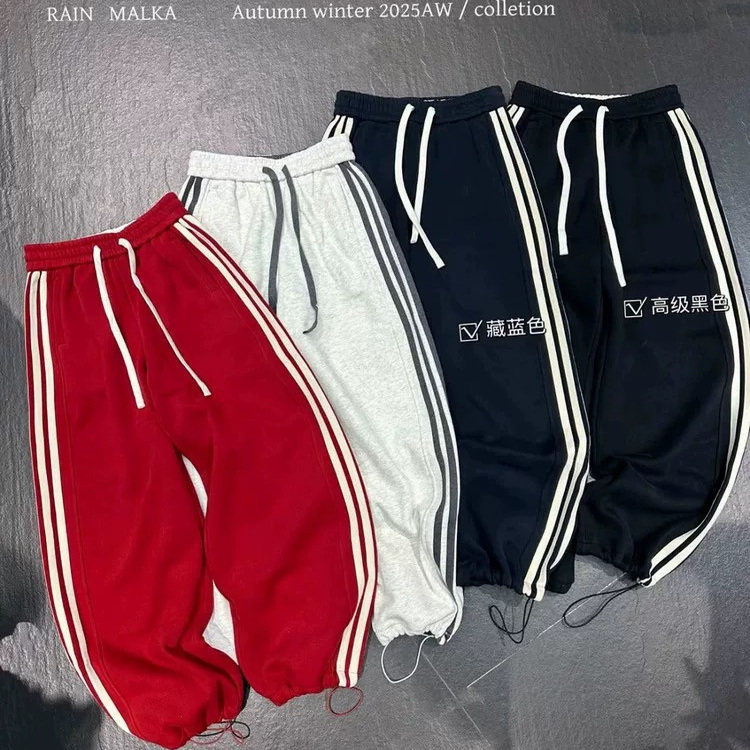 欧货十三行高版本侧边三道杠宽松抽绳卫裤休闲裤时尚显瘦百搭运动,淘宝优惠券,粉丝福利购,淘宝优惠卷