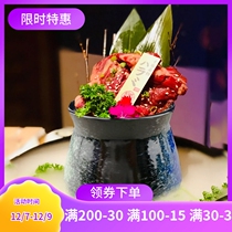 Japan-style Grilled Meat Flushing Creative Beef Cattle Ribs Sauce Meat ceramic jar Squid Pot Hot Pot Signature Pot Chopstick Cylinder