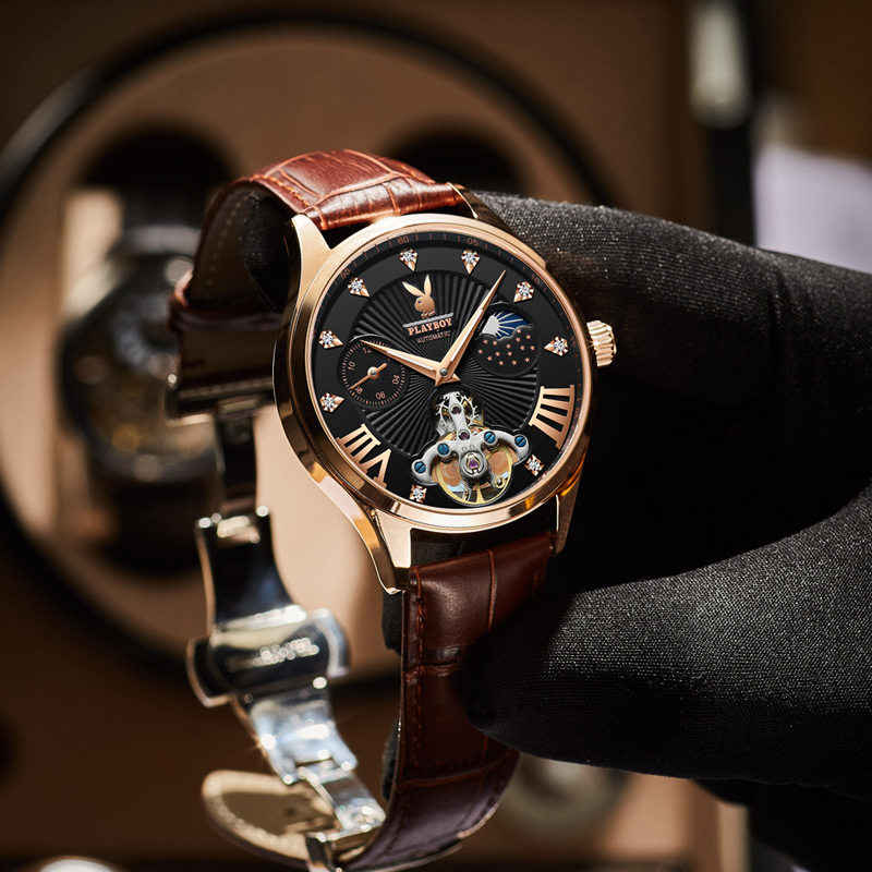 2020新款正品花花公子男士全机械表 亚地亚国产腕表