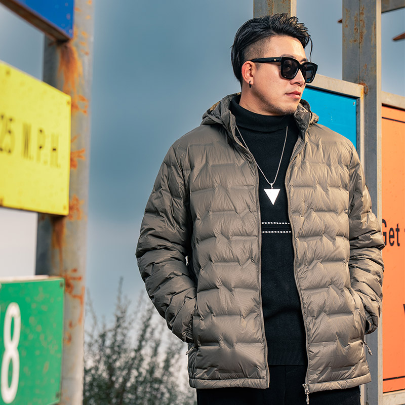 GxxH大码男装连帽宽松羽绒服胖子加厚保暖2025新款轻薄羽绒服外套 - 图0
